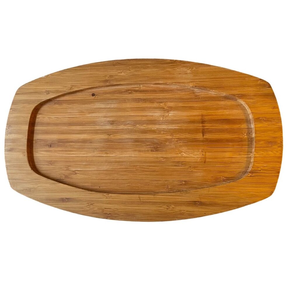 B. Smith With Style Bamboo Tray Oval Shaped Recessed Center Decorative Tan Wood